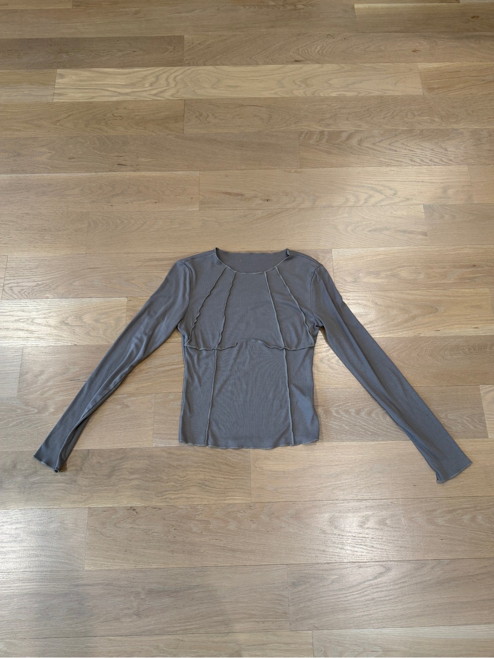 Commense Long Sleeve Top in Slate Green with Seam Detailing